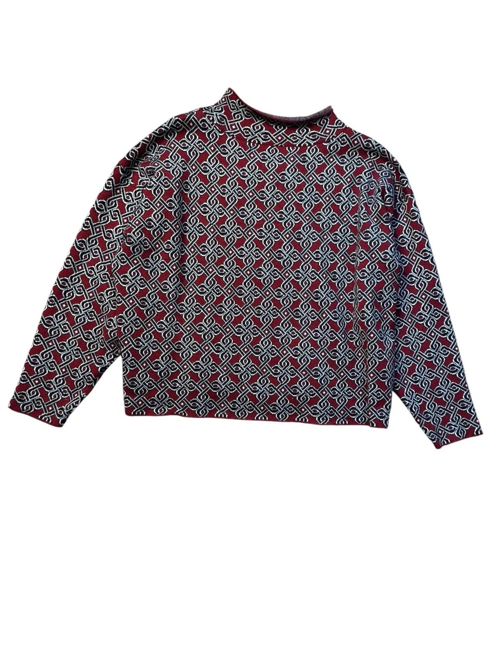 Maeve Anthropologie Carys Mock-Neck Geometric Sweater size XL